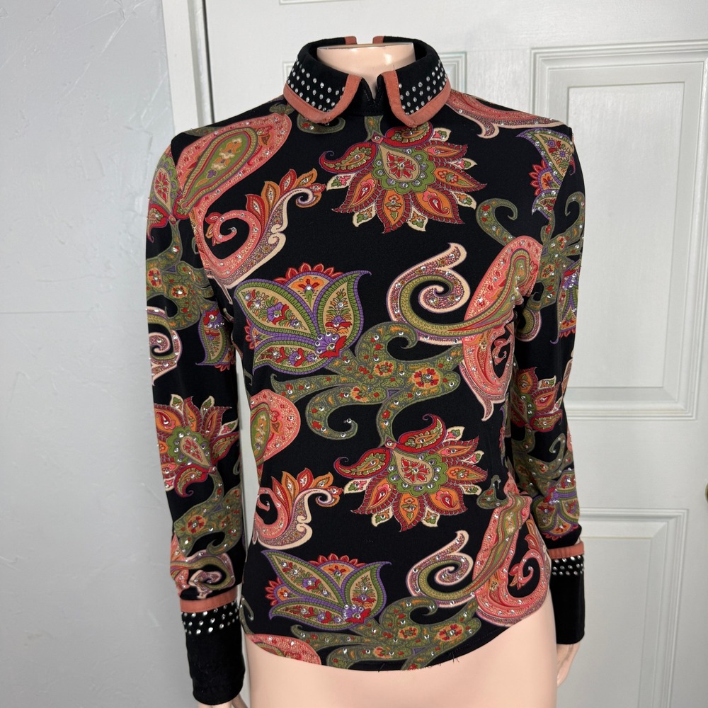 Diane Olsen Blouse Shirt Blouse Zip Equestrian Horsemanship Show Horse R3-23